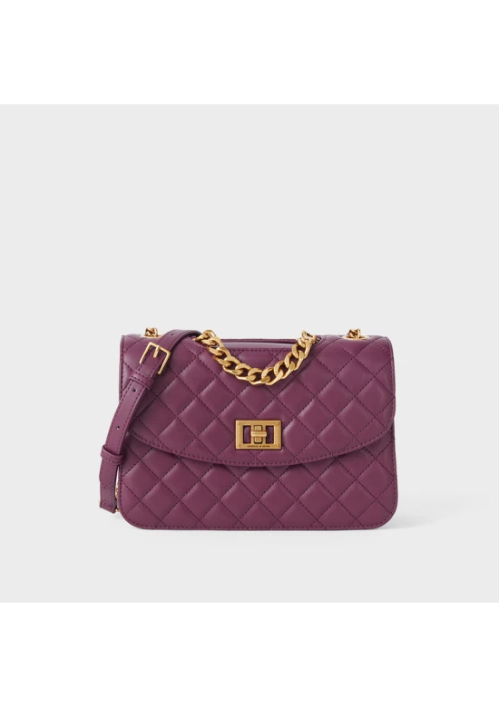 Charles Keith Chain Shoulder Bag Diamond Bag Purple